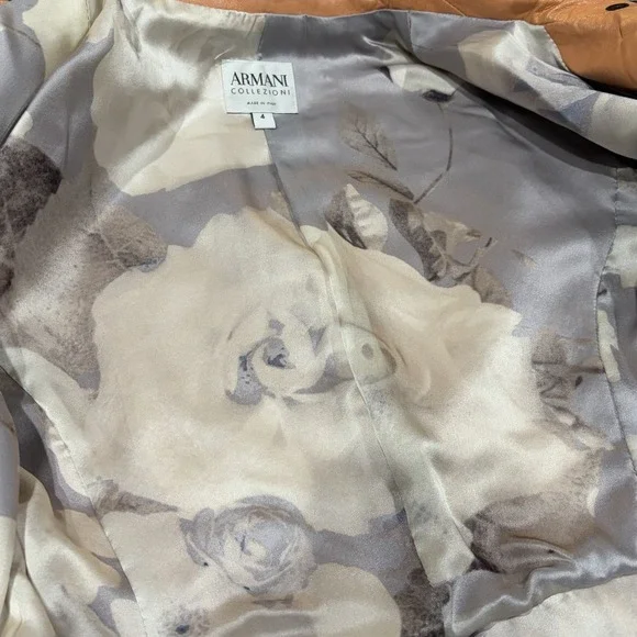 Armani Collezioni Lambskin Leather Jacket Silk Lined Peach Italy‎ Womens 4 - Picture 11 of 13